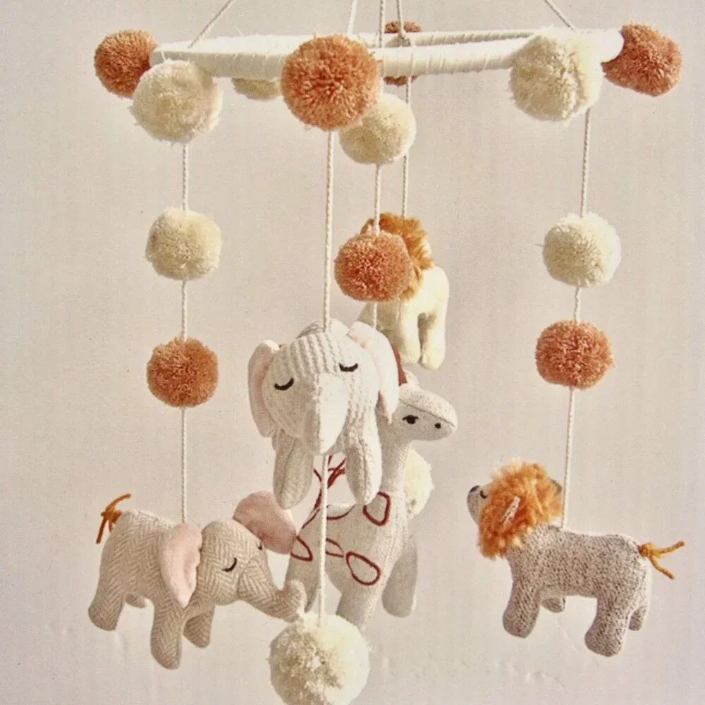 NEW Crane Baby Safari Ceiling Nursery Mobile Elephant Giraffe Lion Handmade - Picture 2 of 11